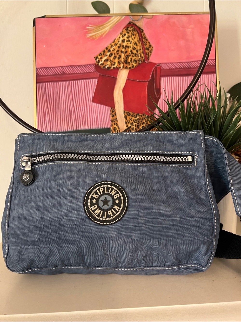 Kipling Denim Blue Crossbody Bag with Front Zip Pocket